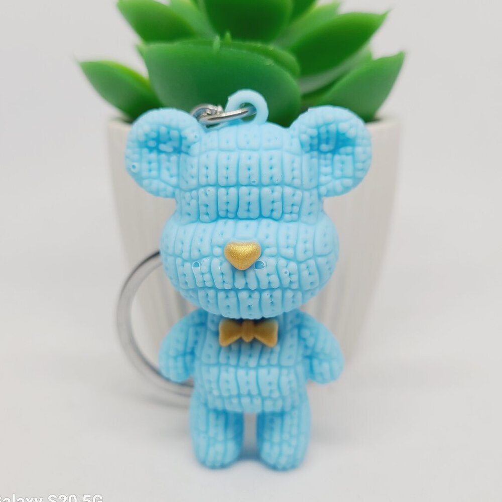 Sweet Little Sky-Blue Teddy Bear Keychain NWOT Women's / Girls Home Keys Gifts